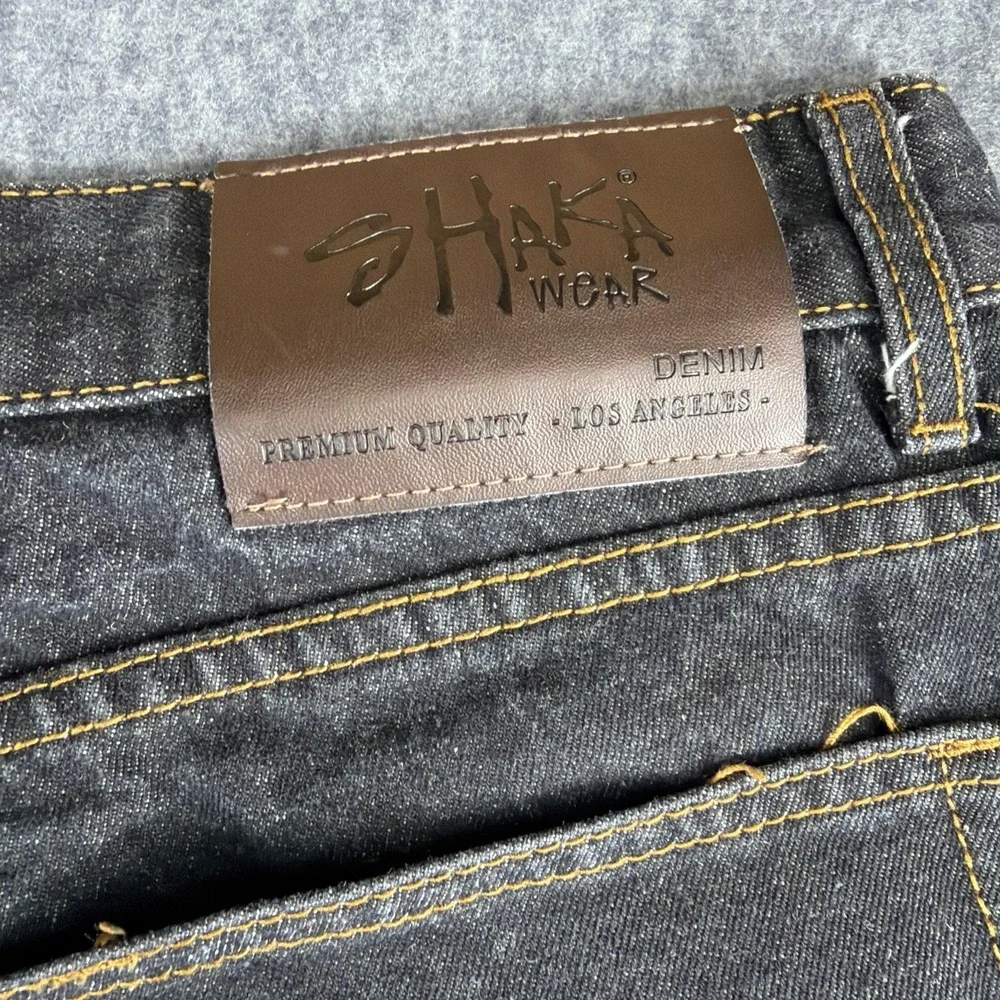 Shaka Wear Jeans Mens 40x29 Black Y2K Grunge Baggy Raw Denim